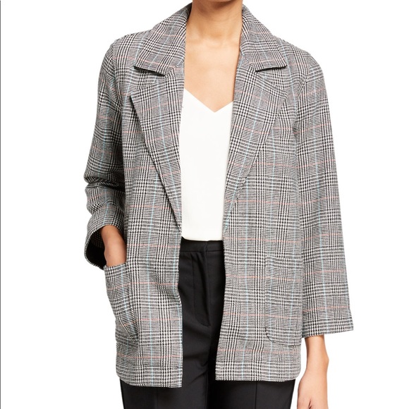 Leo & Sage Jackets & Blazers - Neiman Marcus Leo + Sage Plaid Open Blazer Jacket